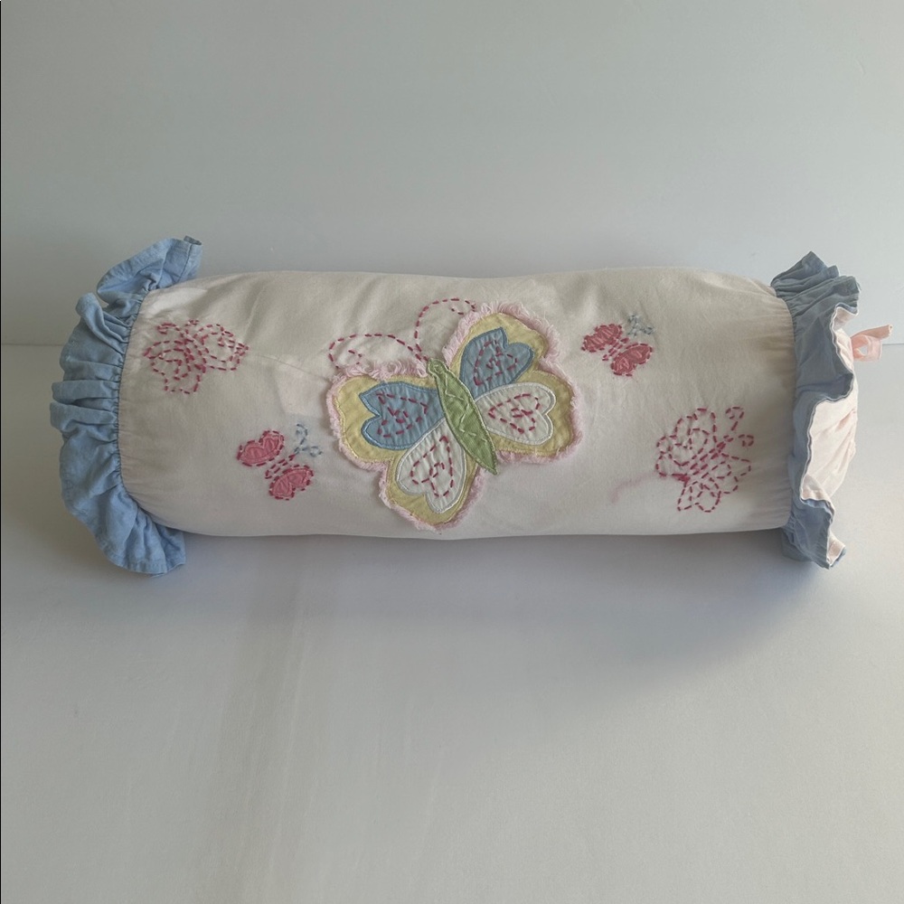 Pottery Barn Butterfly Embroidered Bolster Pillow - Picture 3 of 6
